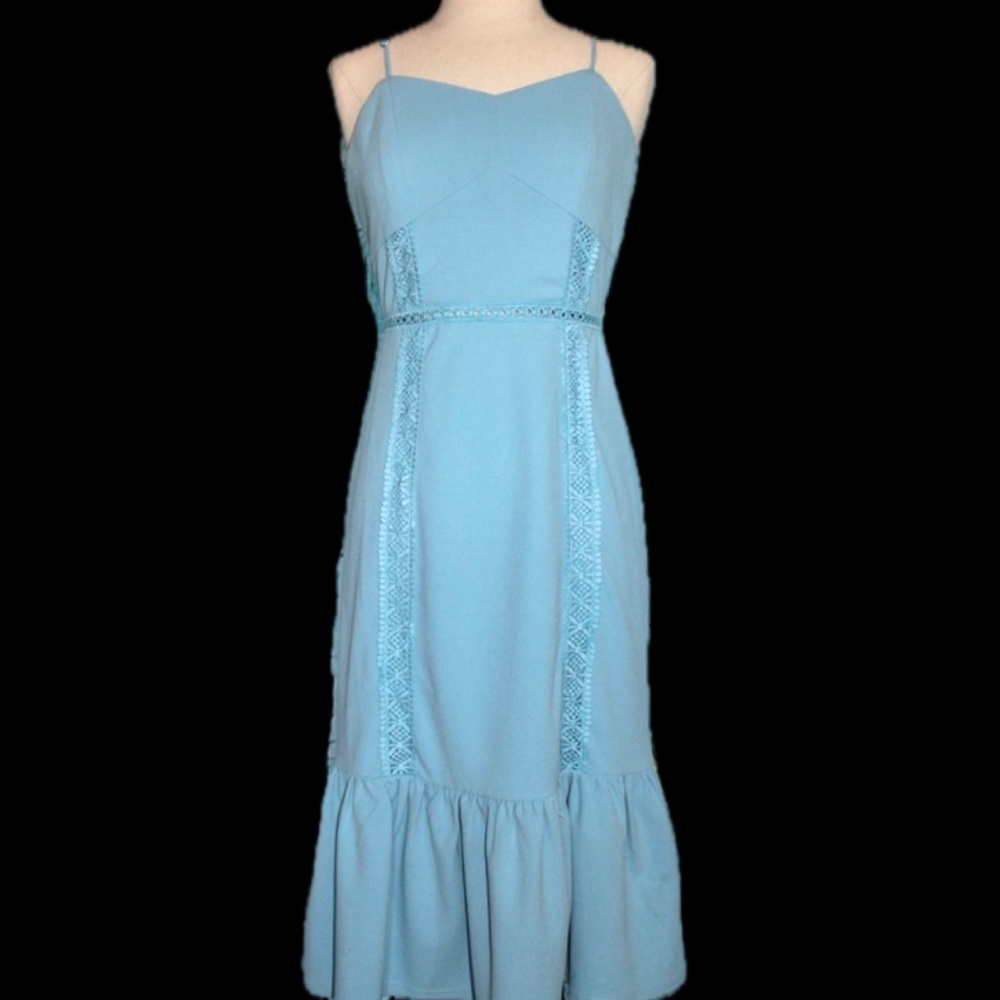 Francescas Miami Spaghetti Strapped Baby Blue Midi Dress • Size Small